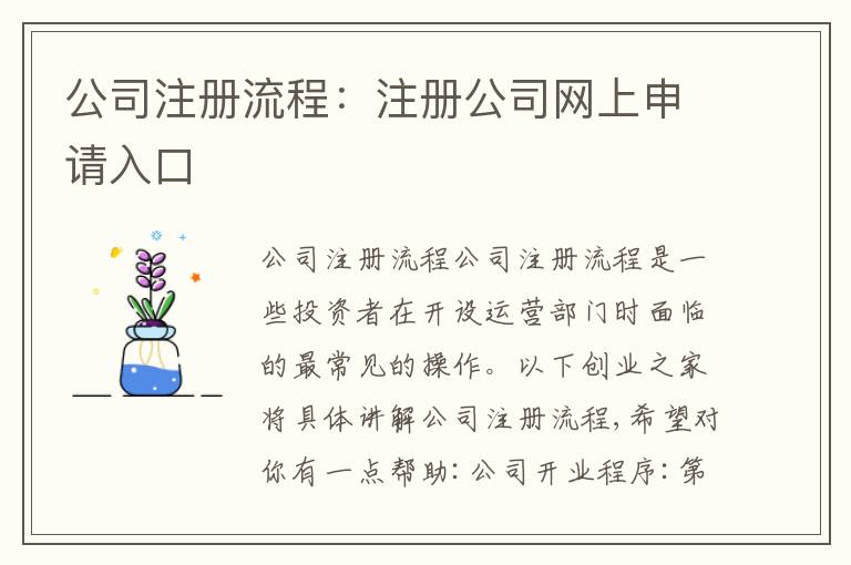 公司注冊(cè)流程：注冊(cè)公司網(wǎng)上申請(qǐng)入口