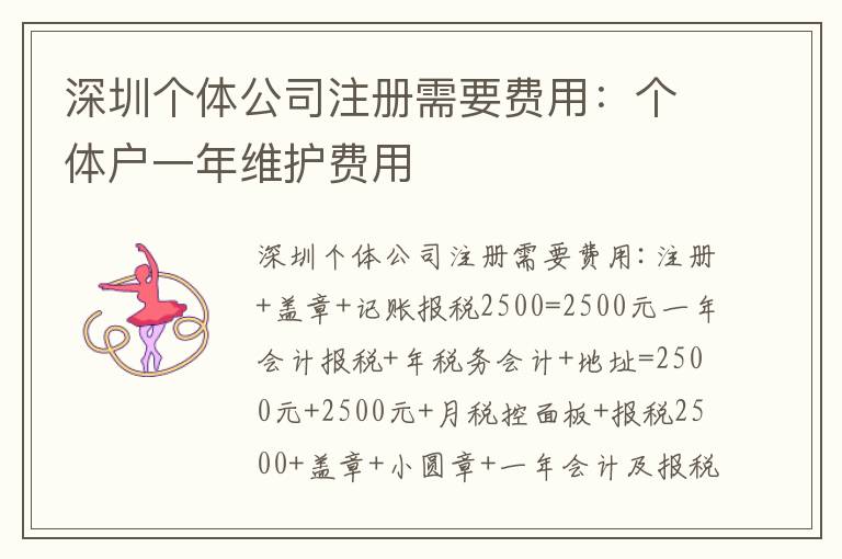 深圳個體公司注冊需要費用：個體戶一年維護費用
