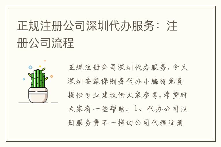 正規(guī)注冊(cè)公司深圳代辦服務(wù)：注冊(cè)公司流程