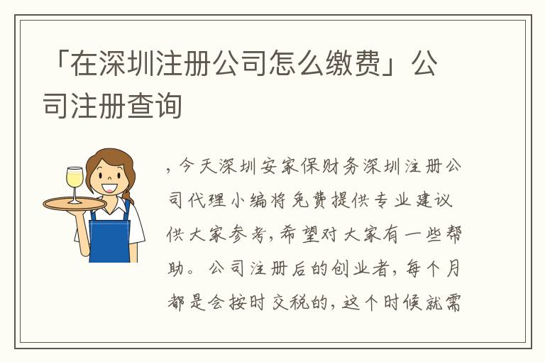 「在深圳注冊公司怎么繳費」公司注冊查詢
