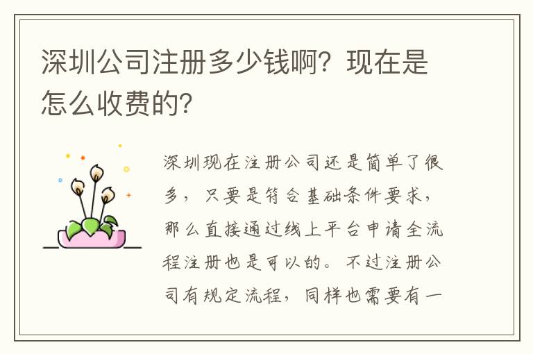 深圳公司注冊多少錢?。楷F(xiàn)在是怎么收費的？
