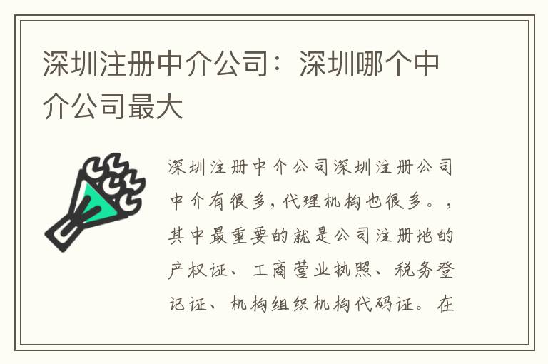 深圳注冊中介公司：深圳哪個中介公司最大