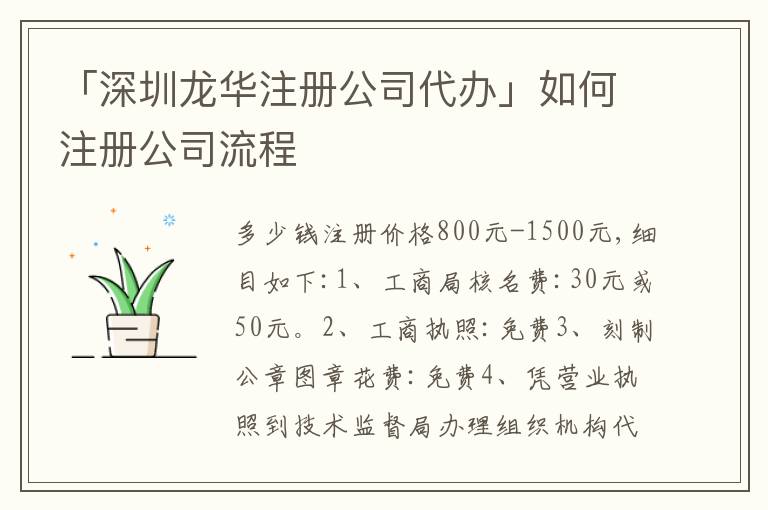「深圳龍華注冊(cè)公司代辦」如何注冊(cè)公司流程