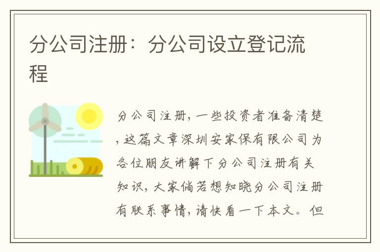 分公司注冊：分公司設立登記流程