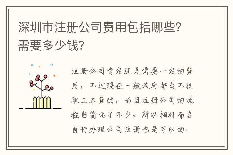 深圳市注冊公司費(fèi)用包括哪些？需要多少錢？