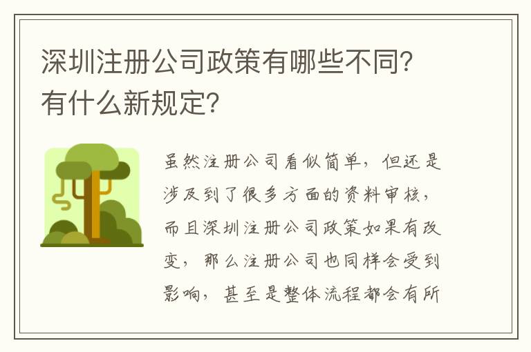 深圳注冊公司政策有哪些不同？有什么新規(guī)定？