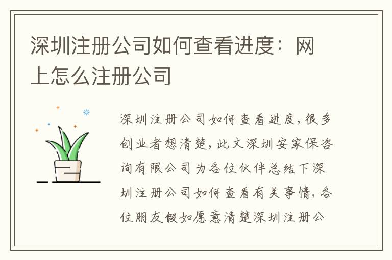 深圳注冊公司如何查看進度：網(wǎng)上怎么注冊公司