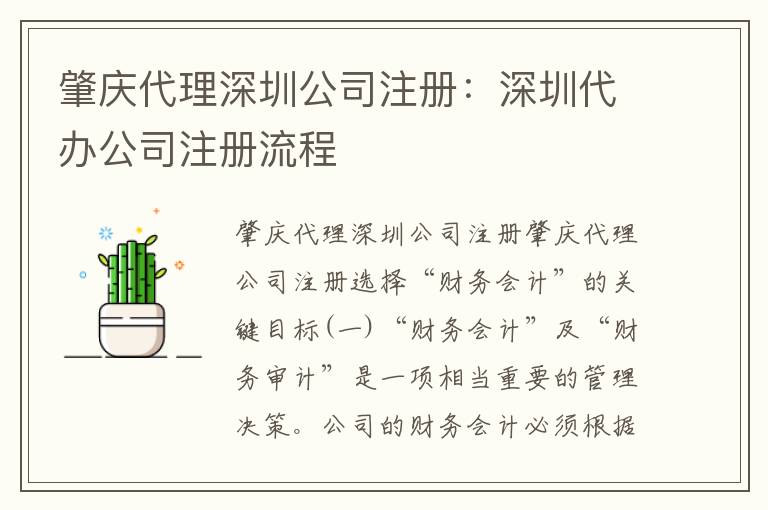 肇慶代理深圳公司注冊(cè)：深圳代辦公司注冊(cè)流程