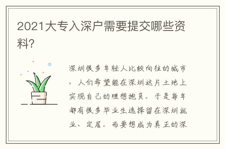 2021大專入深戶需要提交哪些資料？