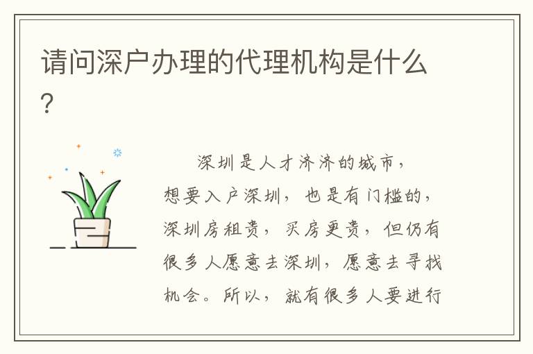 請問深戶辦理的代理機構是什么？