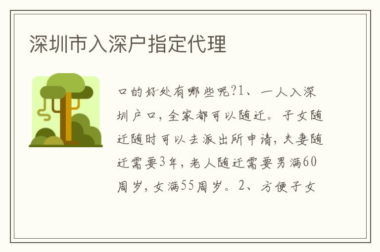 深圳市入深戶指定代理