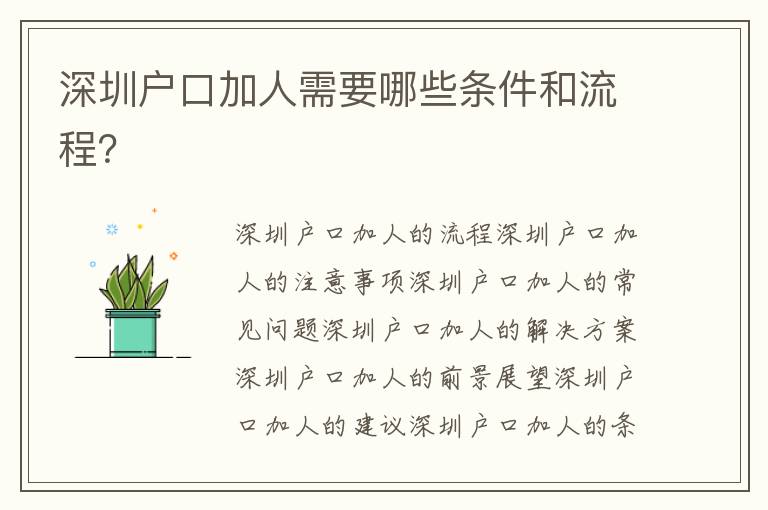 深圳戶口加人需要哪些條件和流程？