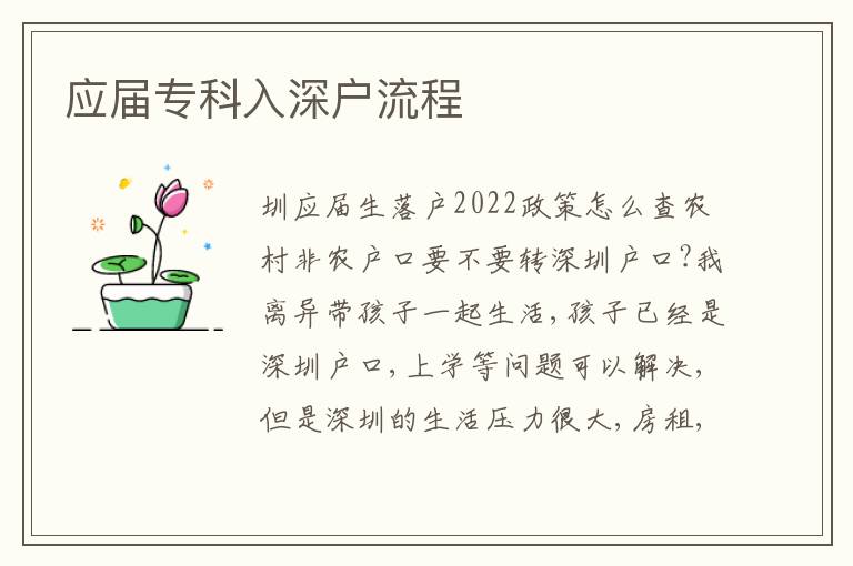 應(yīng)屆專科入深戶流程