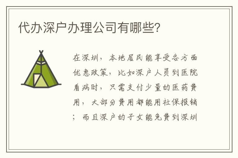 代辦深戶辦理公司有哪些？