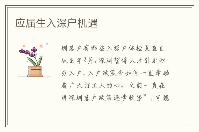 應(yīng)屆生入深戶機(jī)遇