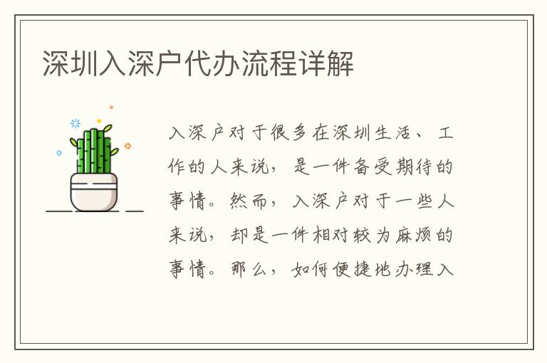 深圳入深戶代辦流程詳解