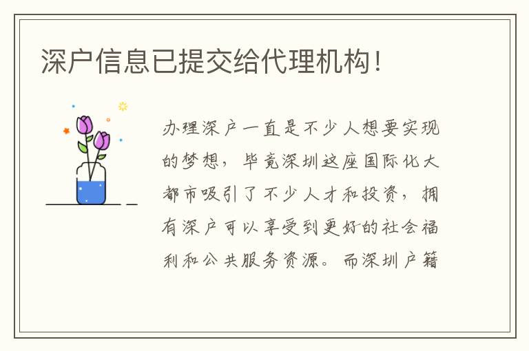 深戶信息已提交給代理機(jī)構(gòu)！