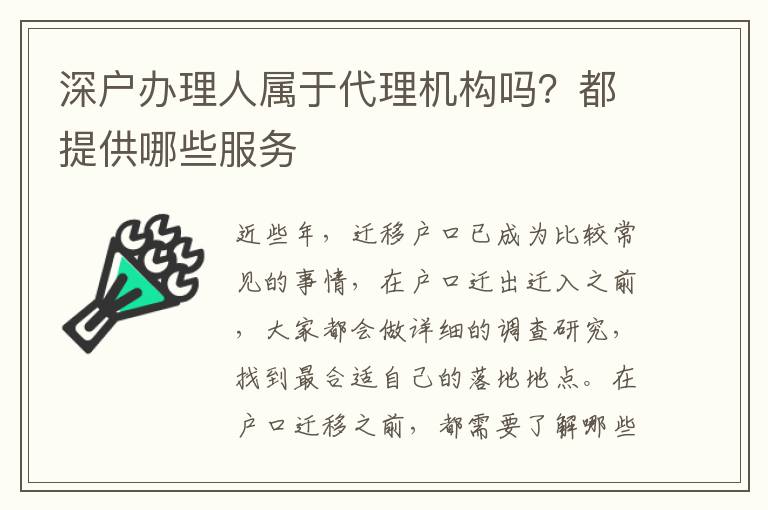 深戶辦理人屬于代理機(jī)構(gòu)嗎？都提供哪些服務(wù)