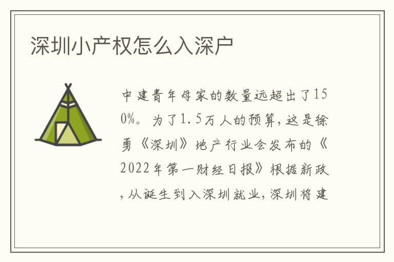 深圳小產(chǎn)權(quán)怎么入深戶