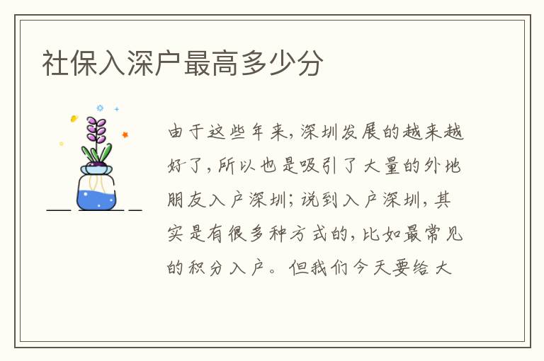 社保入深戶最高多少分