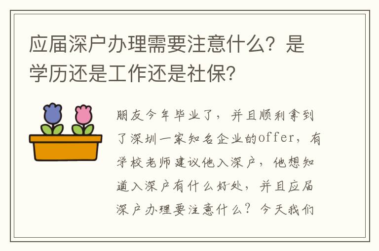 應(yīng)屆深戶辦理需要注意什么？是學(xué)歷還是工作還是社保？