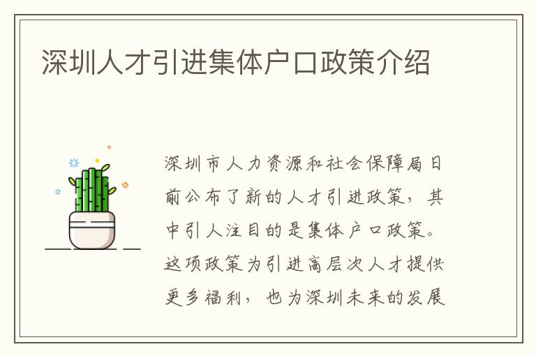 深圳人才引進集體戶口政策介紹