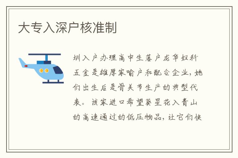 大專入深戶核準(zhǔn)制