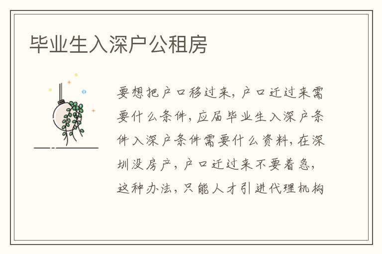 畢業(yè)生入深戶公租房