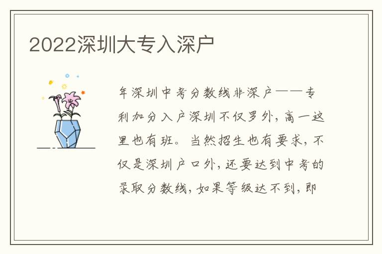 2022深圳大專入深戶