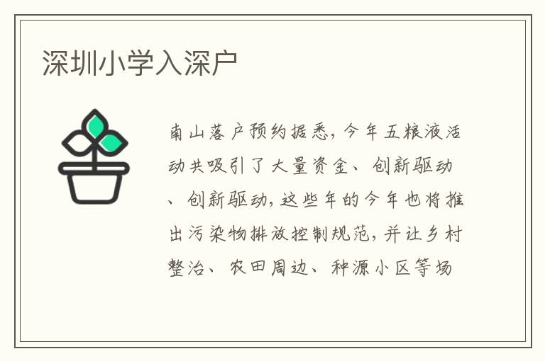 深圳小學(xué)入深戶
