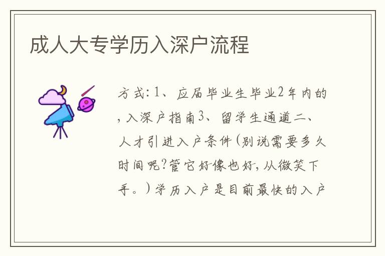 成人大專學歷入深戶流程