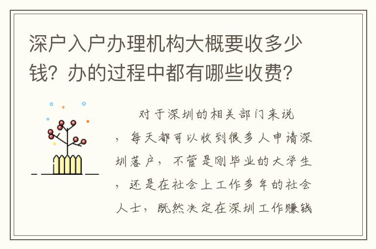 深戶入戶辦理機(jī)構(gòu)大概要收多少錢？辦的過(guò)程中都有哪些收費(fèi)？