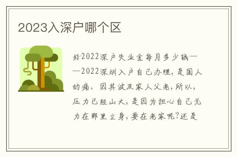 2023入深戶哪個區(qū)
