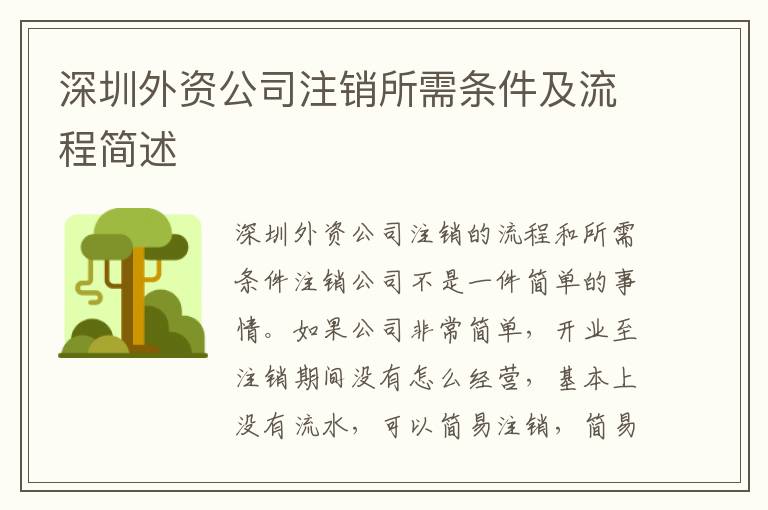 深圳外資公司注銷所需條件及流程簡(jiǎn)述
