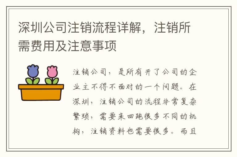 深圳公司注銷(xiāo)流程詳解，注銷(xiāo)所需費(fèi)用及注意事項(xiàng)
