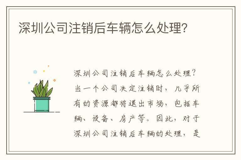 深圳公司注銷后車輛怎么處理？