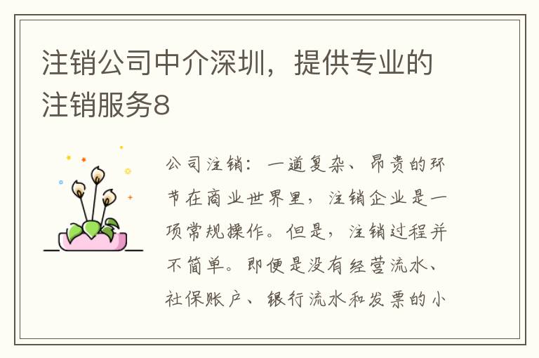 注銷(xiāo)公司中介深圳，提供專(zhuān)業(yè)的注銷(xiāo)服務(wù)8