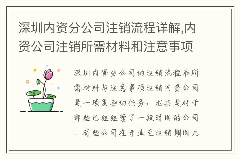 深圳內(nèi)資分公司注銷流程詳解,內(nèi)資公司注銷所需材料和注意事項