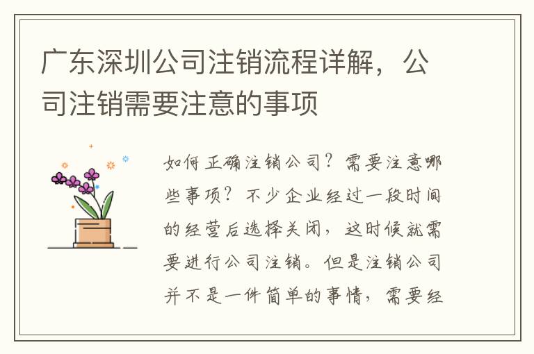 廣東深圳公司注銷流程詳解，公司注銷需要注意的事項