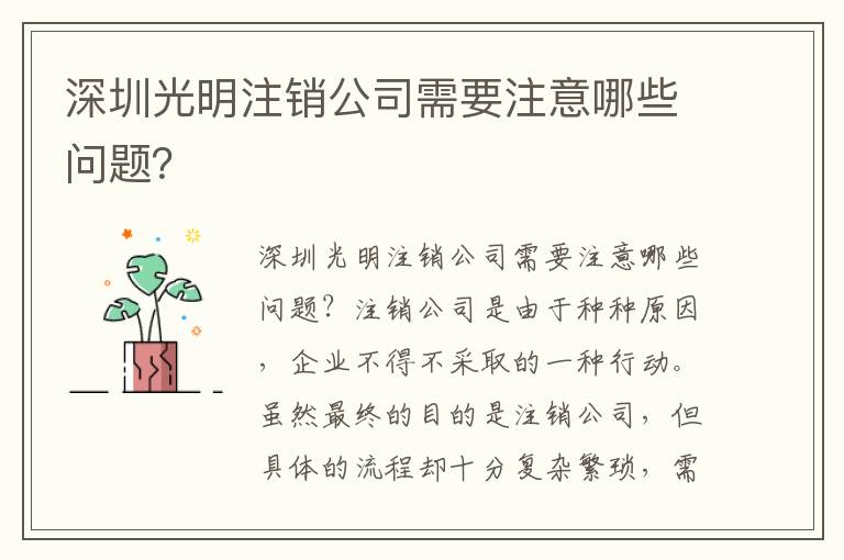深圳光明注銷公司需要注意哪些問題？