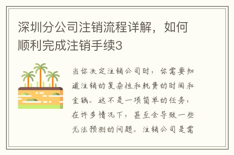 深圳分公司注銷流程詳解，如何順利完成注銷手續(xù)3