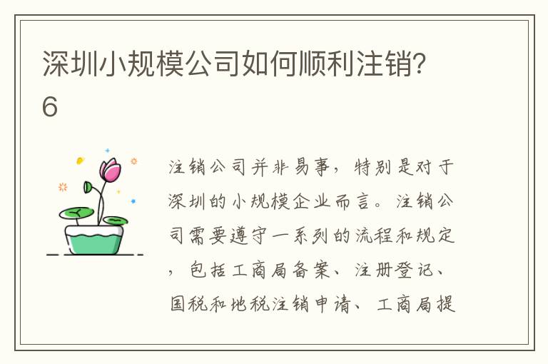 深圳小規(guī)模公司如何順利注銷？6