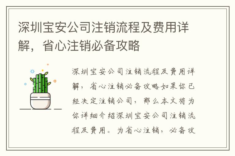 深圳寶安公司注銷流程及費(fèi)用詳解，省心注銷必備攻略