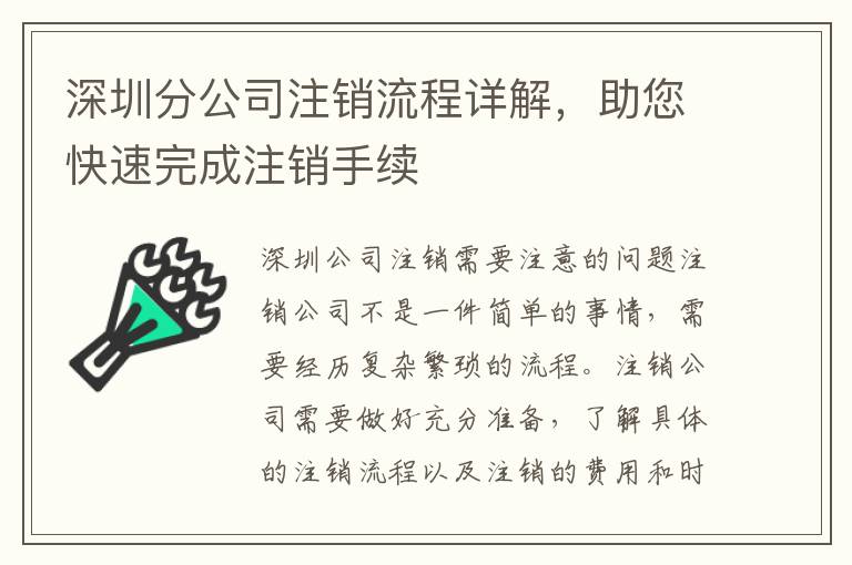 深圳分公司注銷流程詳解，助您快速完成注銷手續(xù)