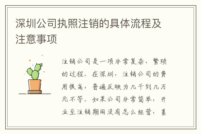 深圳公司執(zhí)照注銷(xiāo)的具體流程及注意事項(xiàng)