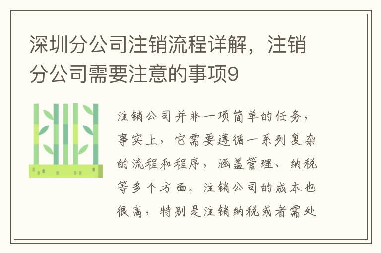 深圳分公司注銷流程詳解，注銷分公司需要注意的事項9