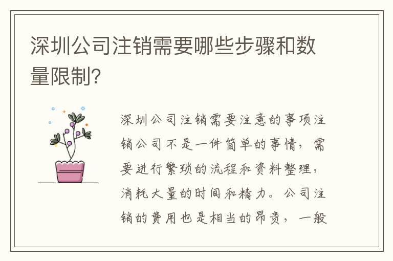 深圳公司注銷需要哪些步驟和數(shù)量限制？