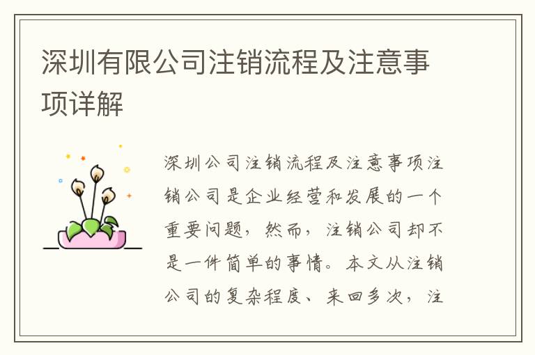 深圳有限公司注銷(xiāo)流程及注意事項(xiàng)詳解