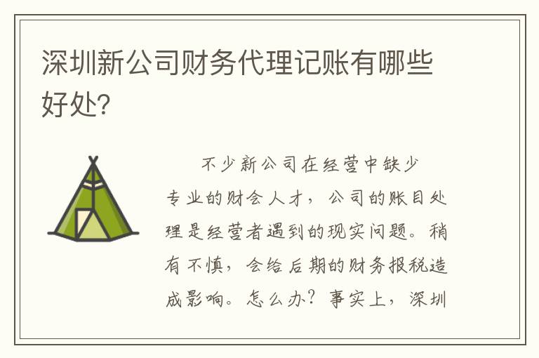 深圳新公司財務(wù)代理記賬有哪些好處？