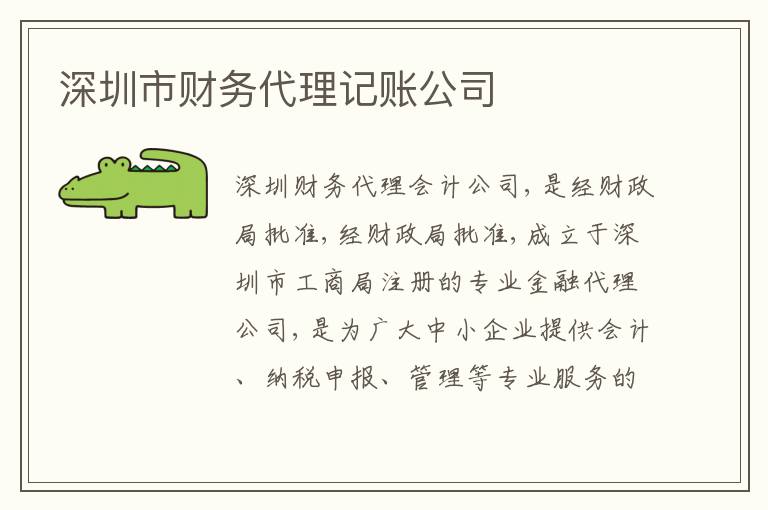 深圳市財(cái)務(wù)代理記賬公司